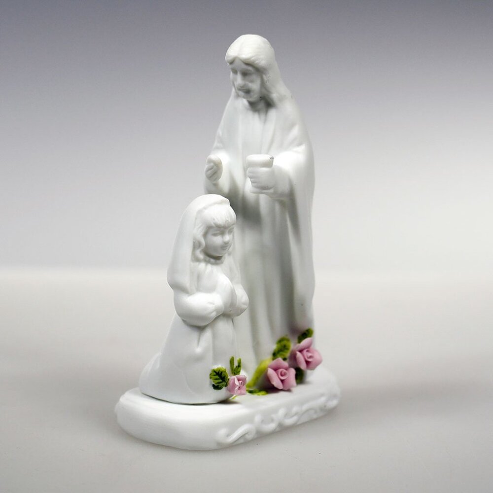Vintage, Touch Of Rose By Roman, Porcelain Figurine of Jesus Anointing a Girl